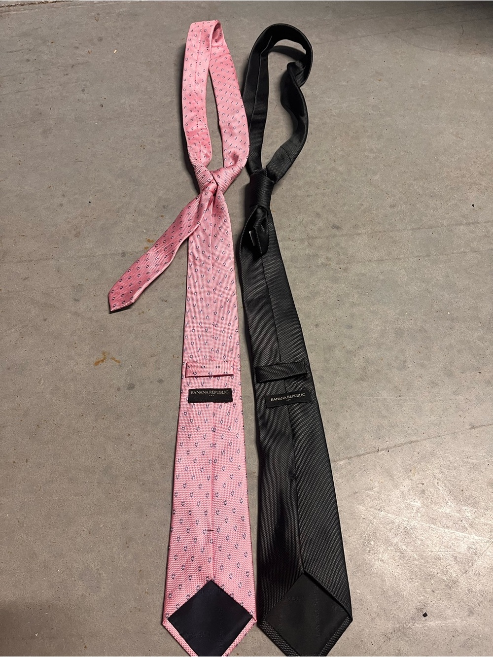 Banana Republic Pink Patterned & Black Solid Silk Ties Set